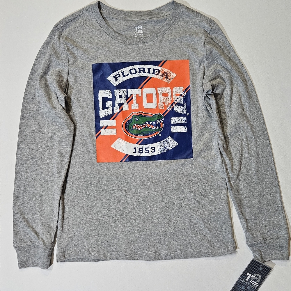 NWT Team Athletics Florida Gators T-Shirt Youth Large 12/14 Grey Orange Logo‎